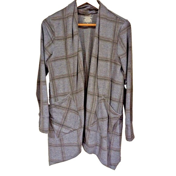 Cuddl Duds Comfortwear Cardigan Cascade Blue Plaid Sz S cozycore cuffins comfy - Picture 1 of 4